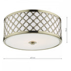 CIV5275 Civic Small 2 Light Flush Ceiling Light Antique Brass Frosted Glass