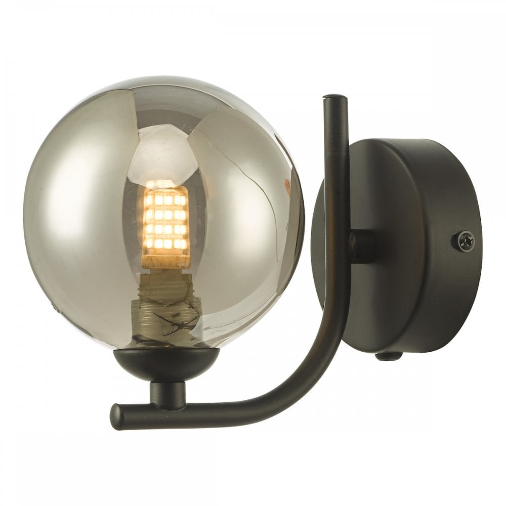 CRA0722-01 Cradle 1 Light Wall Light Matt Black Smoked Glass