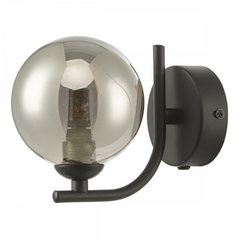 CRA0722-01 Cradle 1 Light Wall Light Matt Black Smoked Glass