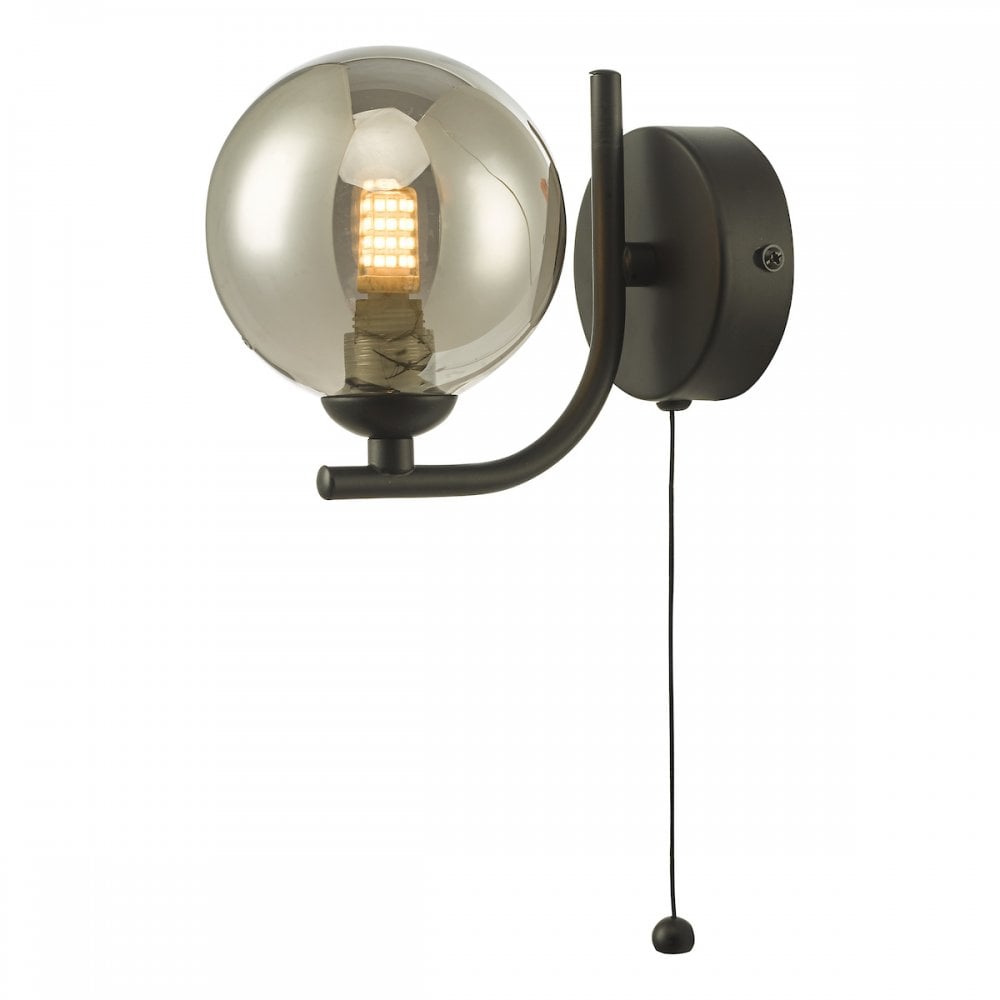 CRA0722-01 Cradle 1 Light Wall Light Matt Black Smoked Glass