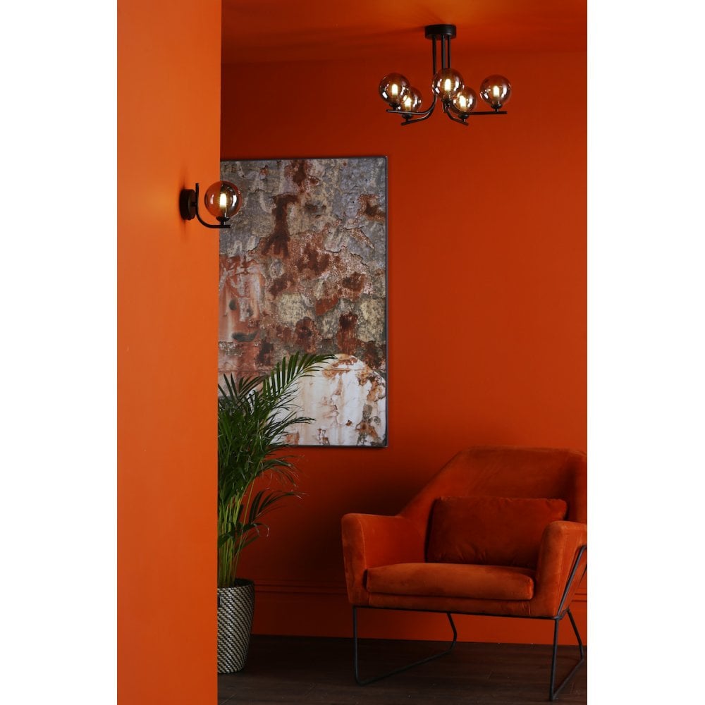 CRA0722-01 Cradle 1 Light Wall Light Matt Black Smoked Glass