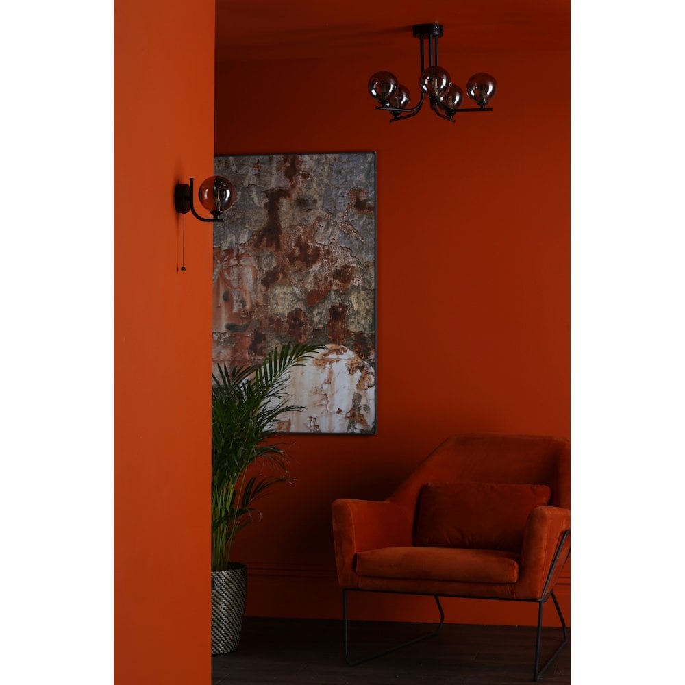 CRA0722-01 Cradle 1 Light Wall Light Matt Black Smoked Glass