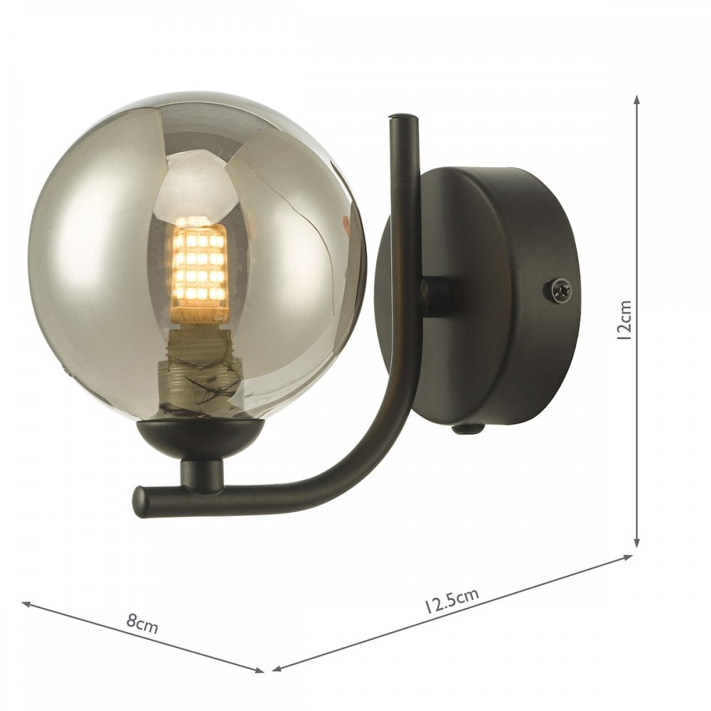 CRA0722-01 Cradle 1 Light Wall Light Matt Black Smoked Glass