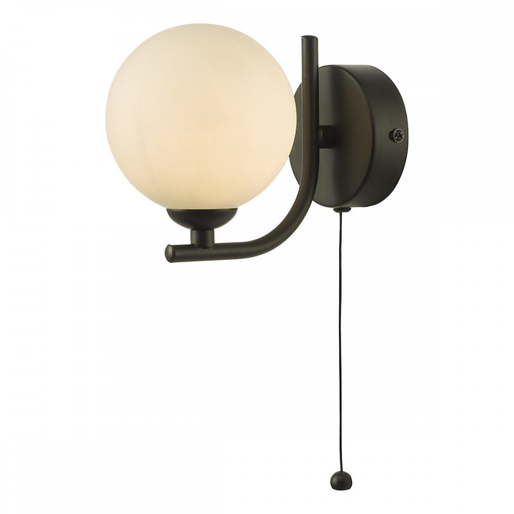 CRA0722-02 Cradle 1 Light Wall Light Matt Black Opal Glass