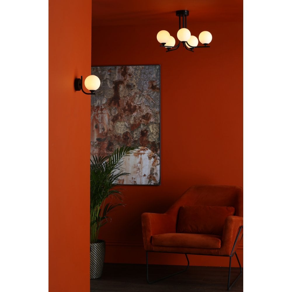 CRA0722-02 Cradle 1 Light Wall Light Matt Black Opal Glass