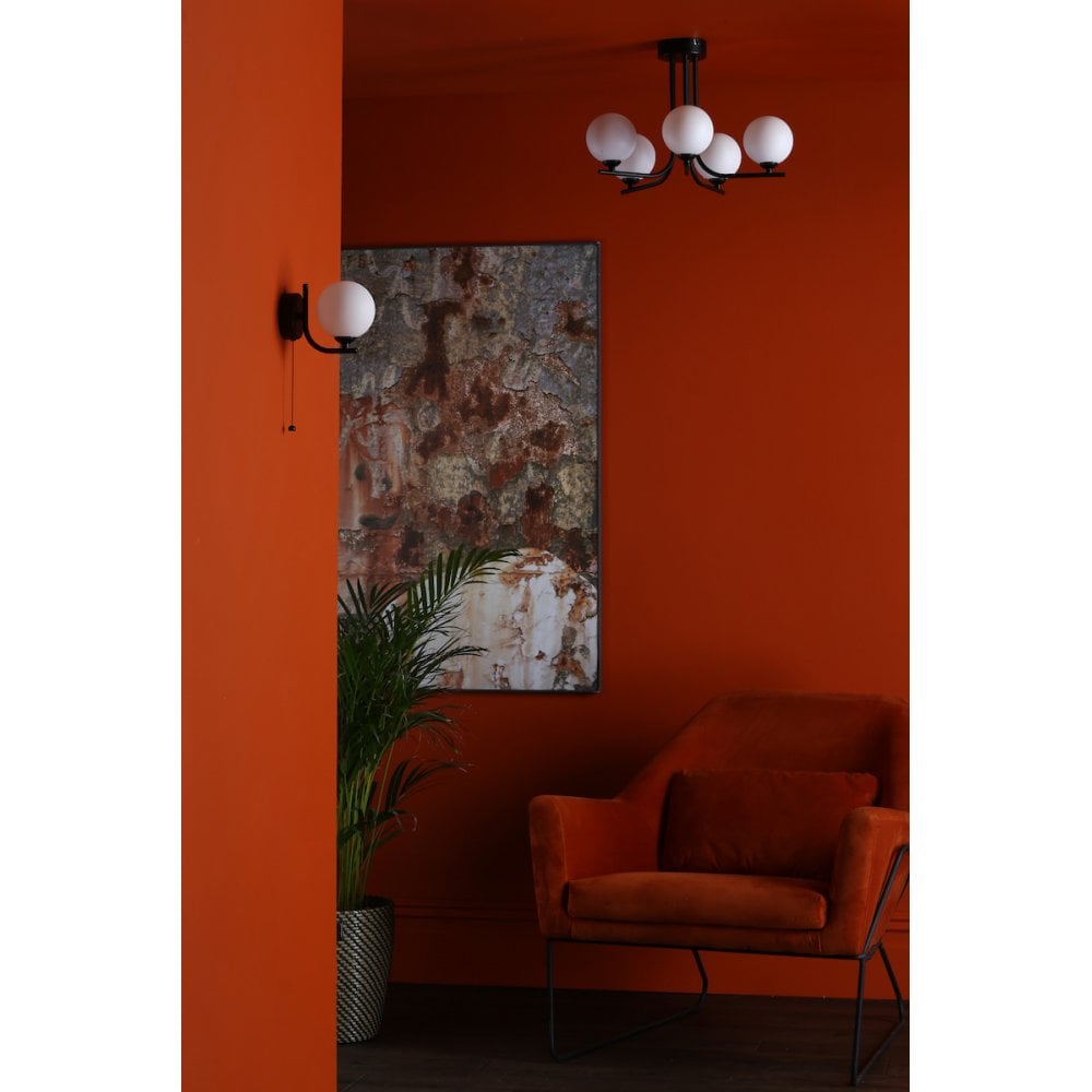 CRA0722-02 Cradle 1 Light Wall Light Matt Black Opal Glass