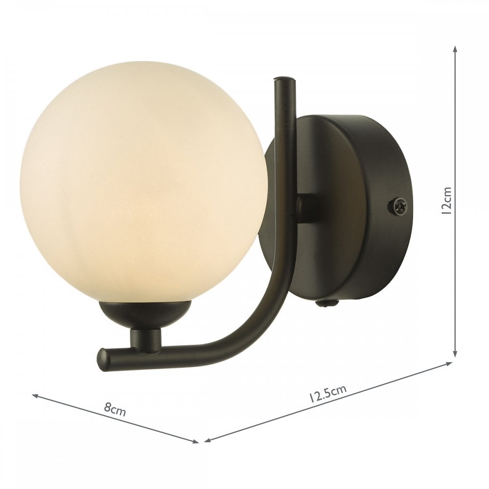 CRA0722-02 Cradle 1 Light Wall Light Matt Black Opal Glass