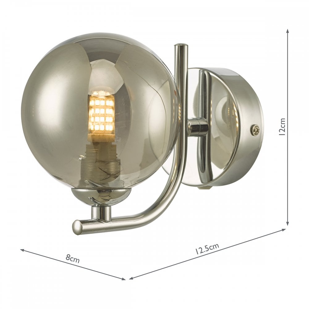 CRA0750-01 Cradle 1 Light Wall Light Polished Chrome Smoked Glass