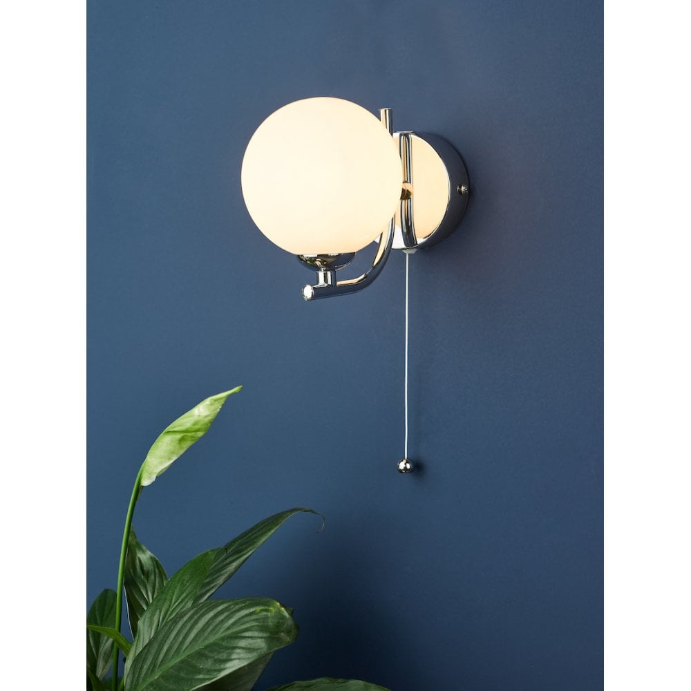 CRA0750-02 Cradle 1 Light Wall Light Polished Chrome Opal Glass