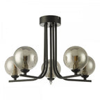 CRA5422-01 Cradle 5 Light Semi Flush Matt Black Smoked Glass