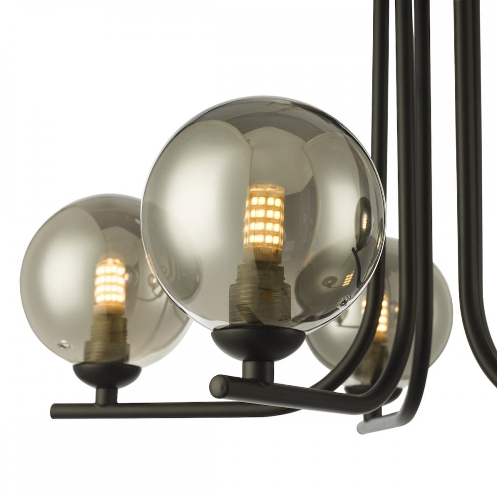CRA5422-01 Cradle 5 Light Semi Flush Matt Black Smoked Glass