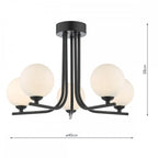 CRA5422-02 Cradle 5 Light Semi Flush Matt Black Opal Glass