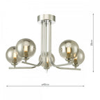 CRA5450-01 Cradle 5 Light Semi Flush Polished Chrome Smoked Glass