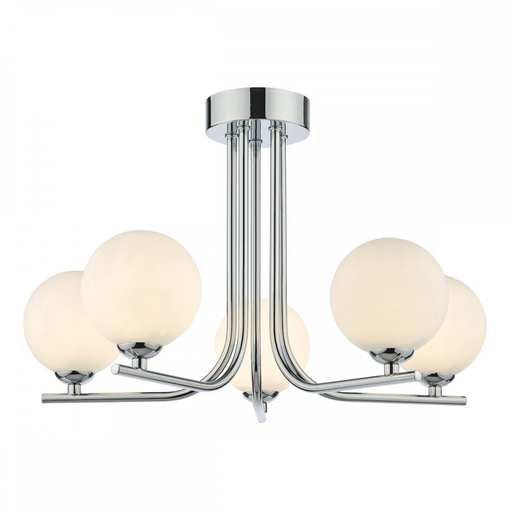 CRA5450-02 Cradle 5 Light Semi Flush Polished Chrome Opal Glass