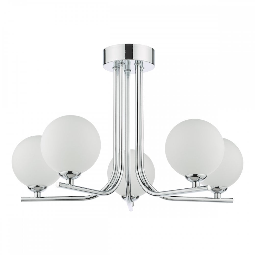 CRA5450-02 Cradle 5 Light Semi Flush Polished Chrome Opal Glass