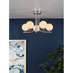 CRA5450-02 Cradle 5 Light Semi Flush Polished Chrome Opal Glass