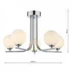 CRA5450-02 Cradle 5 Light Semi Flush Polished Chrome Opal Glass