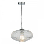 EDM0150 Edmond 1 Light Single Pendant Polished Chrome Ribbed Glass