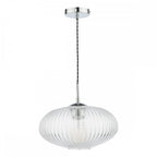 EDM0150 Edmond 1 Light Single Pendant Polished Chrome Ribbed Glass