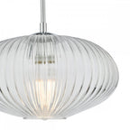 EDM0150 Edmond 1 Light Single Pendant Polished Chrome Ribbed Glass