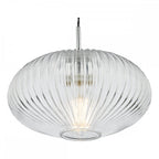 EDM0150 Edmond 1 Light Single Pendant Polished Chrome Ribbed Glass