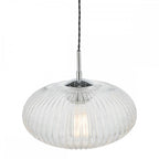 EDM0150 Edmond 1 Light Single Pendant Polished Chrome Ribbed Glass