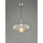 EDM0150 Edmond 1 Light Single Pendant Polished Chrome Ribbed Glass