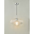 EDM0150 Edmond 1 Light Single Pendant Polished Chrome Ribbed Glass