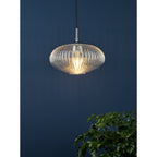 EDM0150 Edmond 1 Light Single Pendant Polished Chrome Ribbed Glass