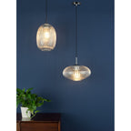EDM0150 Edmond 1 Light Single Pendant Polished Chrome Ribbed Glass