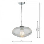 EDM0150 Edmond 1 Light Single Pendant Polished Chrome Ribbed Glass