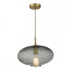EDM0175 Edmond 1 Light Pendant Smoked Glass Antique Brass Detail