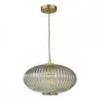 EDM0175 Edmond 1 Light Pendant Smoked Glass Antique Brass Detail