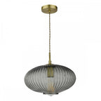 EDM0175 Edmond 1 Light Pendant Smoked Glass Antique Brass Detail