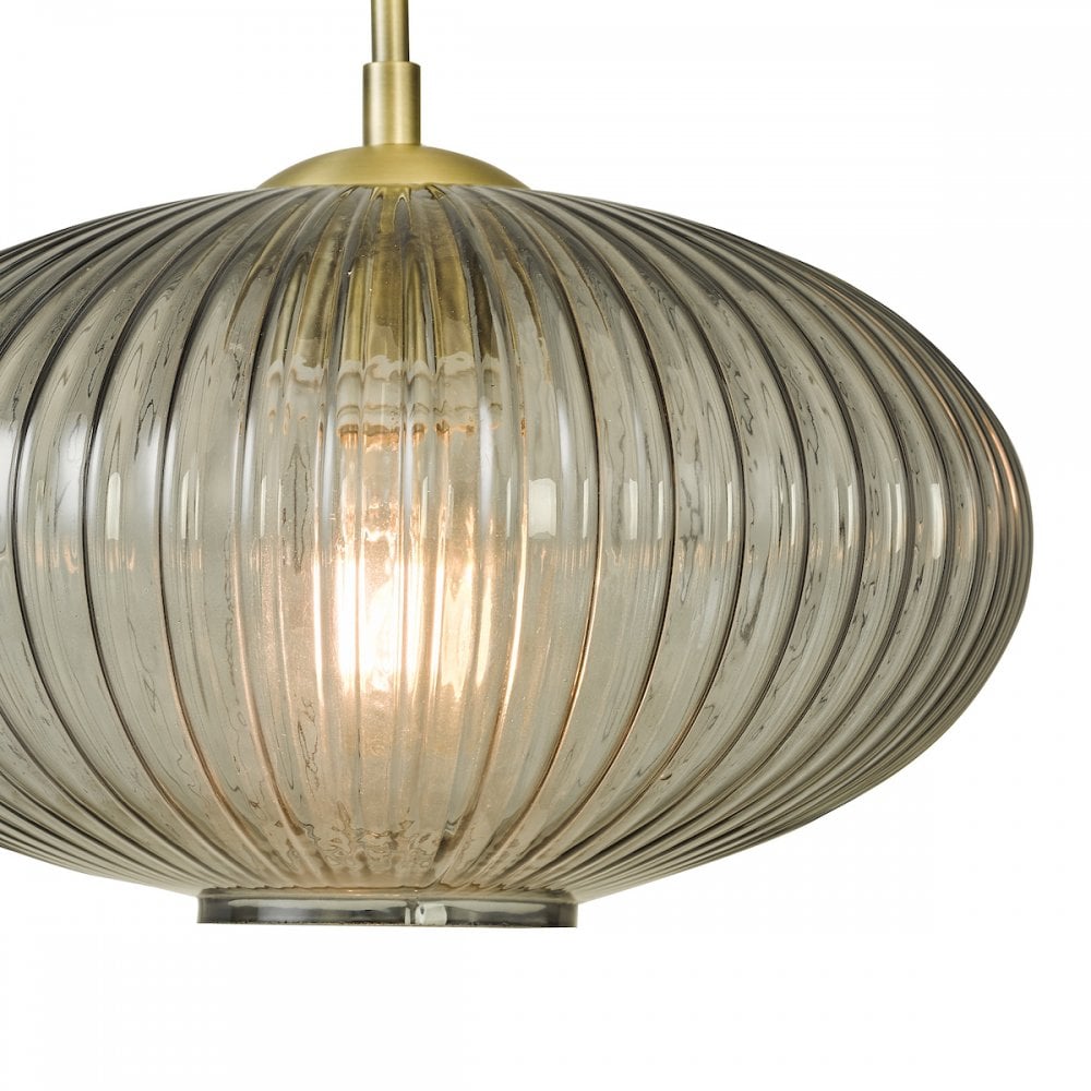 EDM0175 Edmond 1 Light Pendant Smoked Glass Antique Brass Detail