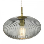 EDM0175 Edmond 1 Light Pendant Smoked Glass Antique Brass Detail