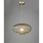 EDM0175 Edmond 1 Light Pendant Smoked Glass Antique Brass Detail