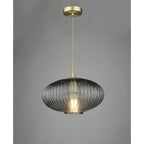 EDM0175 Edmond 1 Light Pendant Smoked Glass Antique Brass Detail