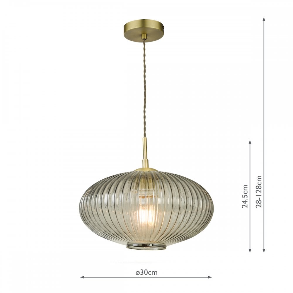 EDM0175 Edmond 1 Light Pendant Smoked Glass Antique Brass Detail