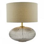 EDM4275 Edmond Table Lamp Smoked Glass Antique Brass Detail With Shade