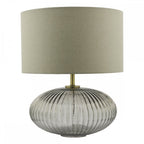 EDM4275 Edmond Table Lamp Smoked Glass Antique Brass Detail With Shade