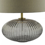 EDM4275 Edmond Table Lamp Smoked Glass Antique Brass Detail With Shade
