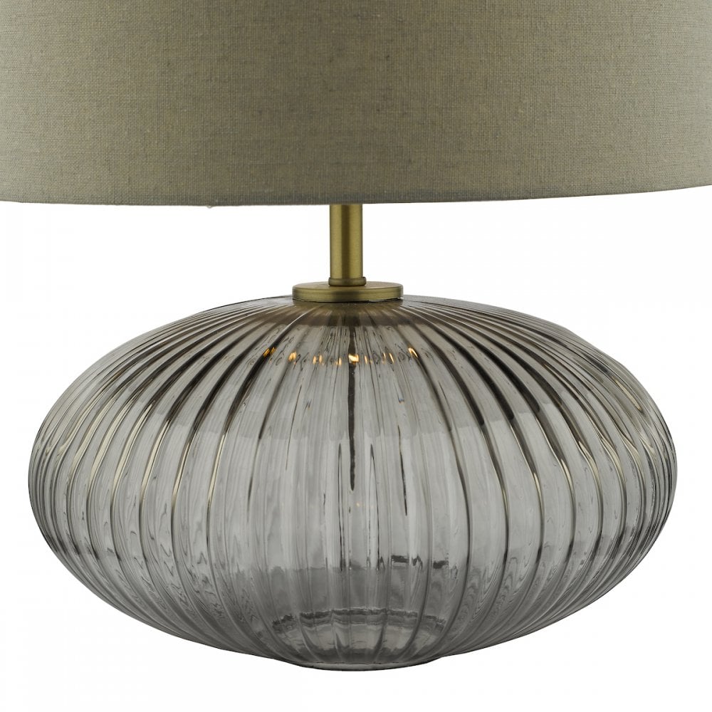 EDM4275 Edmond Table Lamp Smoked Glass Antique Brass Detail With Shade