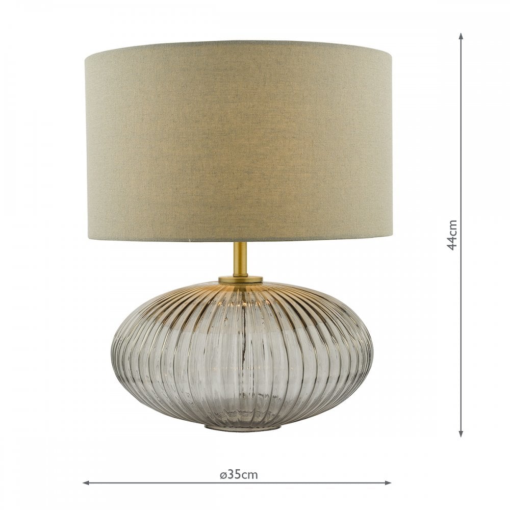 EDM4275 Edmond Table Lamp Smoked Glass Antique Brass Detail With Shade
