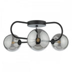 EIS5322 Eissa 3 Light Semi Flush Matt Black Smoked Glass