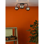 EIS5322 Eissa 3 Light Semi Flush Matt Black Smoked Glass