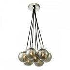 ELP342-01 Elpis 7 Light Cluster Pendant Polished Chrome Smoked Glass