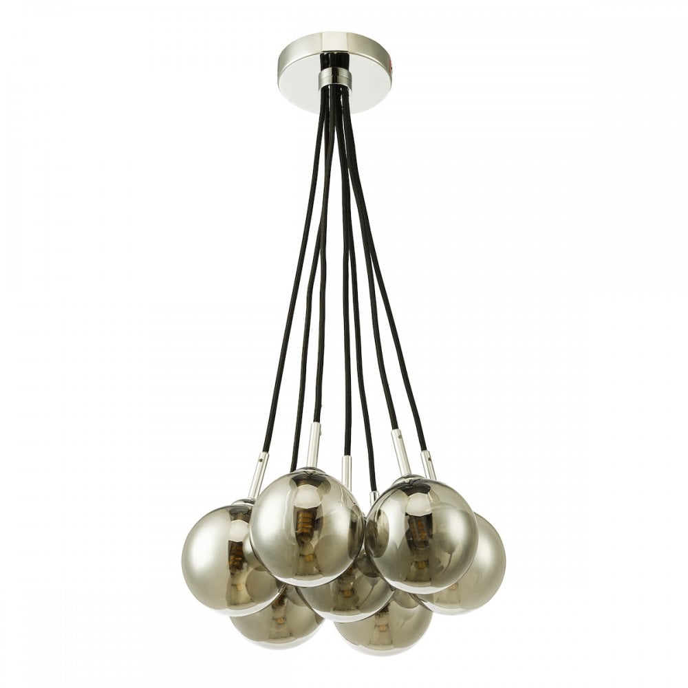 ELP342-01 Elpis 7 Light Cluster Pendant Polished Chrome Smoked Glass
