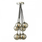 ELP342-01 Elpis 7 Light Cluster Pendant Polished Chrome Smoked Glass