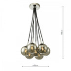 ELP342-01 Elpis 7 Light Cluster Pendant Polished Chrome Smoked Glass